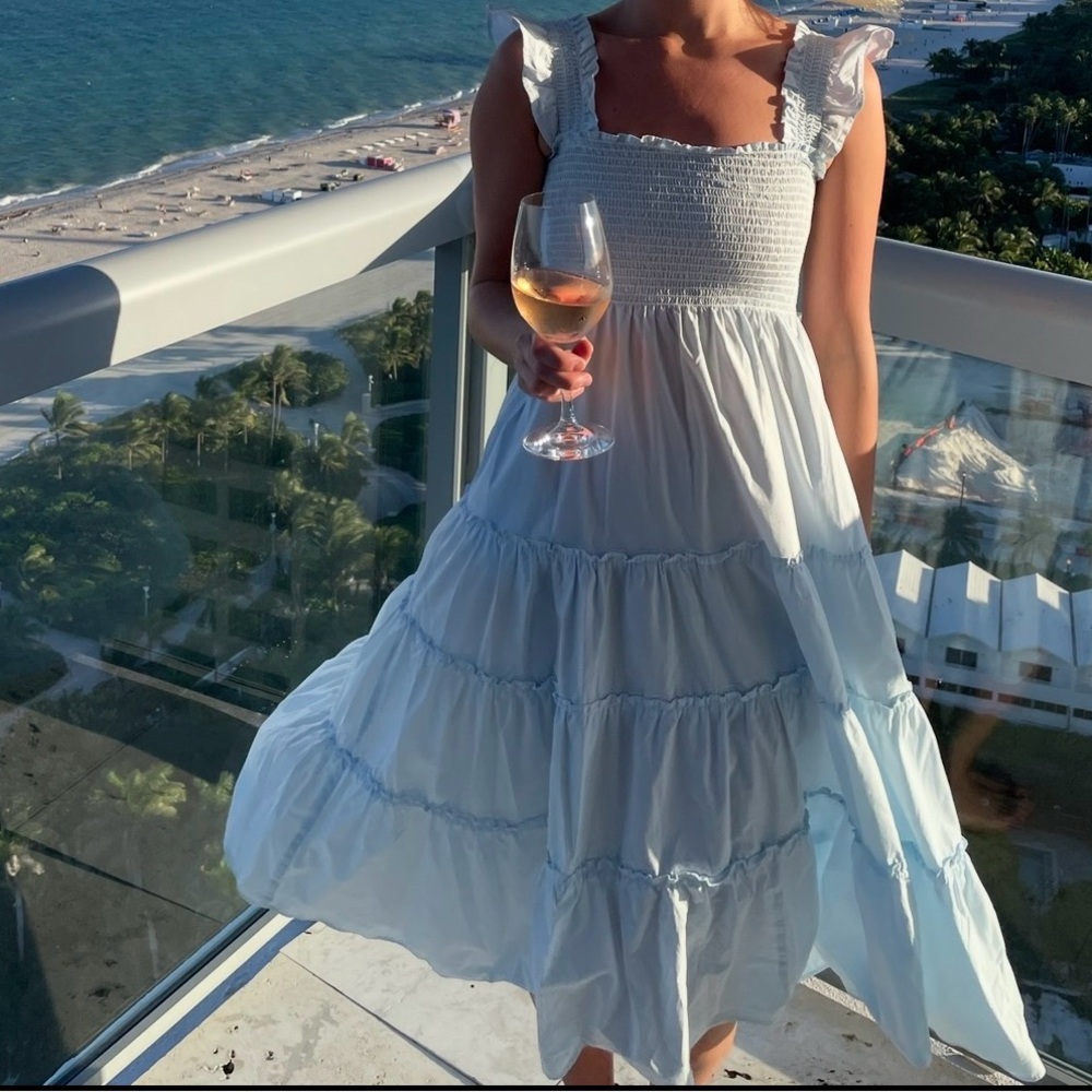 Women’s Light Blue Tiered Ruffle Sundress Small
